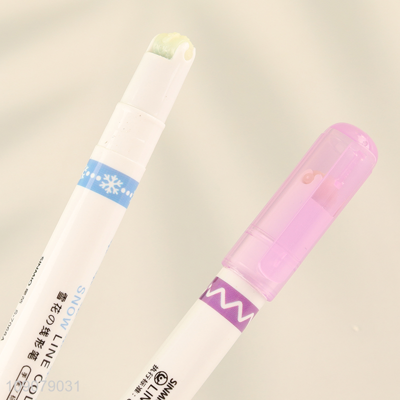 Factory price 6pcs contour pen double line wave curve pen for stationery