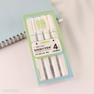 Online wholesale 4pcs durable students stationery shiny pen highlighter pen set