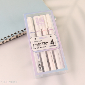 Hot items 4colors school students stationery shiny pen highlighter pen set
