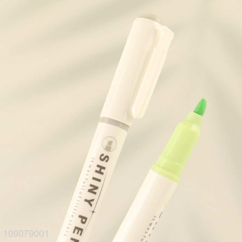 Online wholesale 4pcs durable students stationery shiny pen highlighter pen set