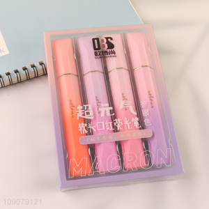 Top products 4pcs school office stationery soft head highlighter pen set