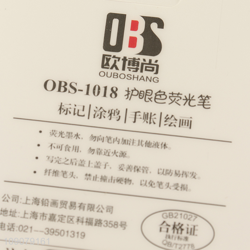 Latest design 4pcs school office stationery eye protection highlighter pen set