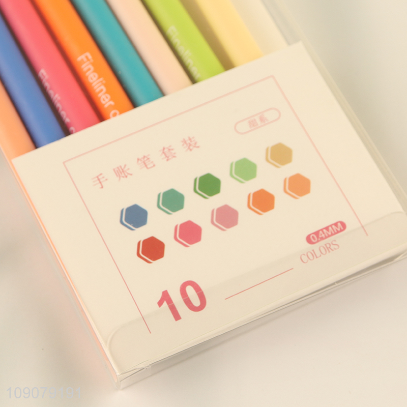China products 10pcs school office handbook diy art fineliner marker pen