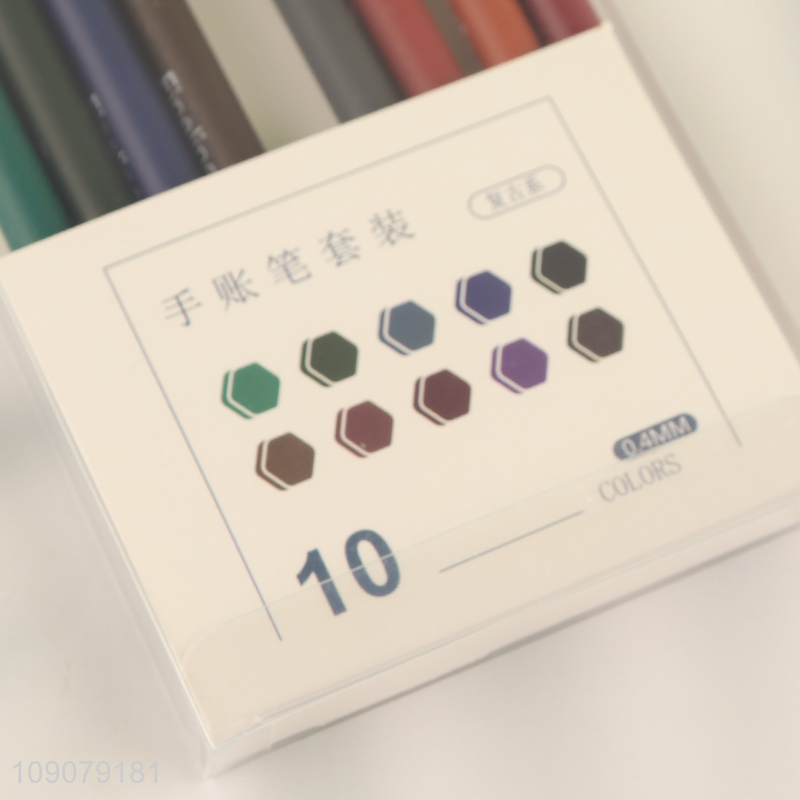 Good price 10pcs 0.4mm art fineliner marker pen for handbook