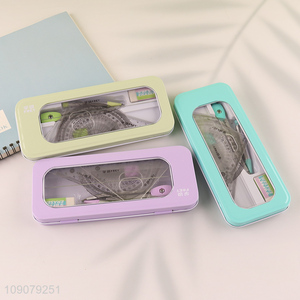 Top selling school students plastic drafting supplies set ruler compasses set