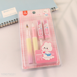 Hot items cartoon rabbit school students writing pen fountain pen set