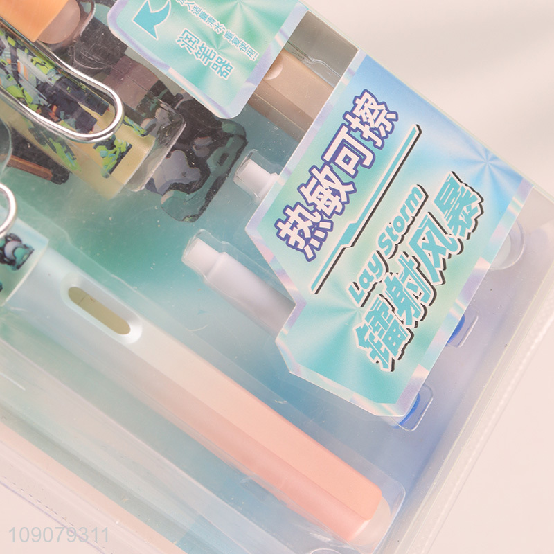 Yiwu market cartoon printed heat-sensitive erasable fountain pen set
