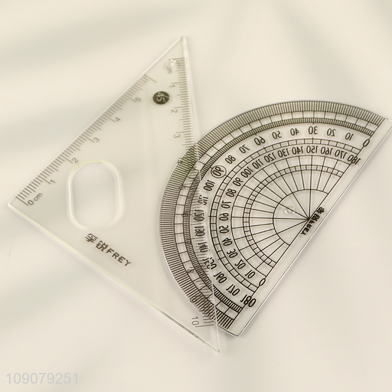 Top selling school students plastic drafting supplies set ruler compasses set