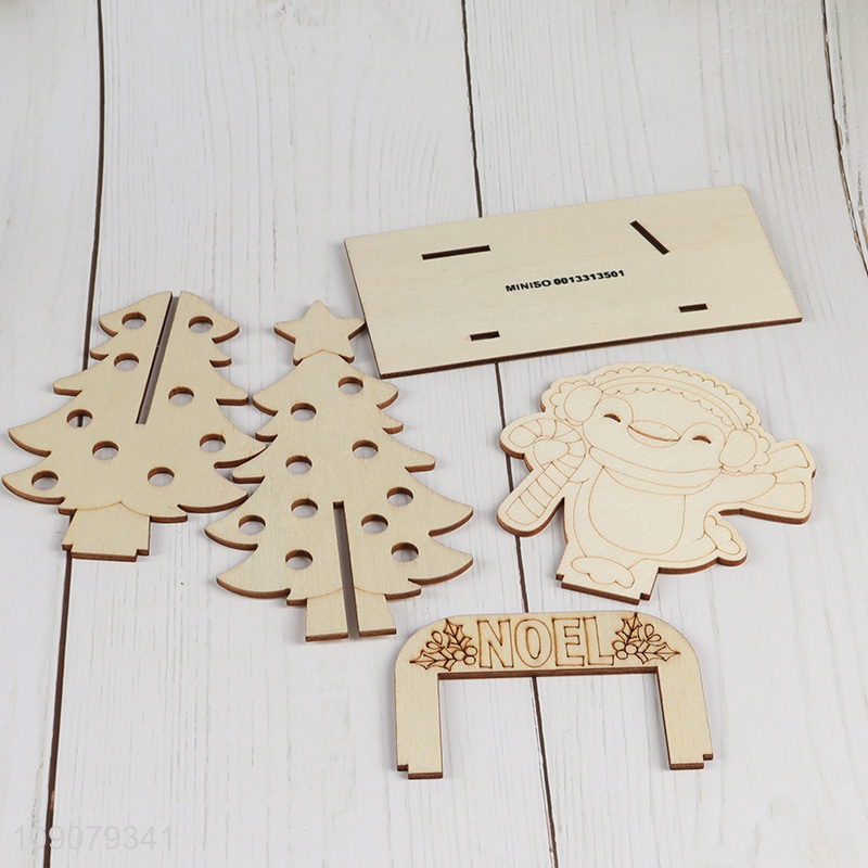 Hot Selling Christmas DIY Coloring Wooden Craft Kit Wooden Christmas Decoration