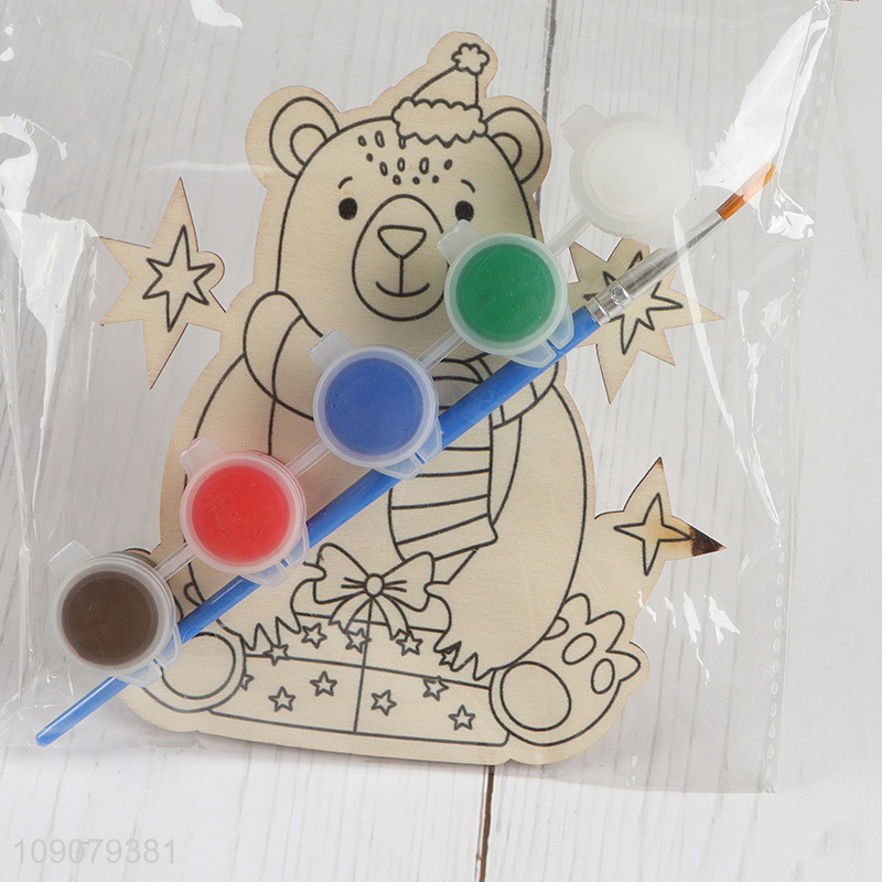 New Product Christmas DIY Coloring Wooden Craft Kit for Christmas Decor