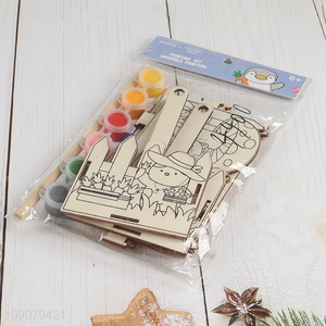 Factory Price Easter DIY Painting Wooden Crafts Kit Wooden Easter Coloring Kit