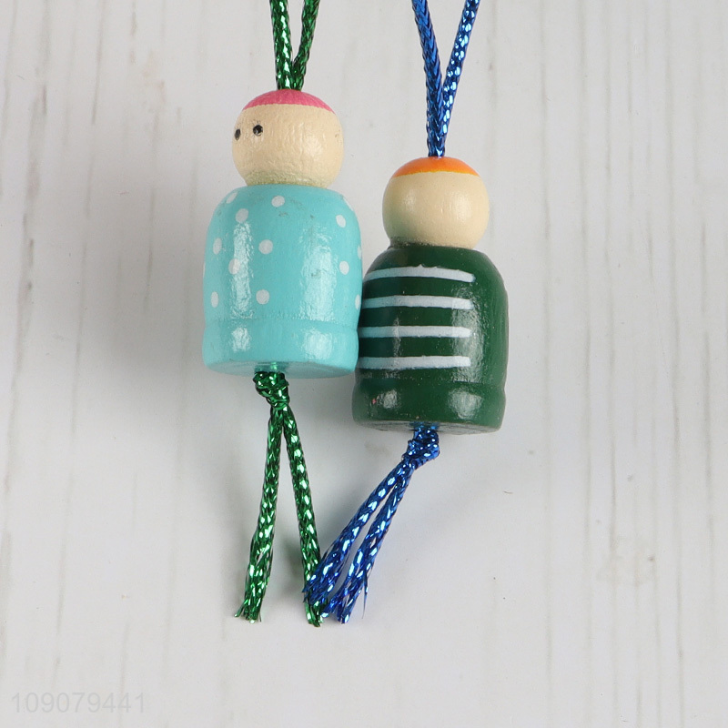 New Product 4 Pieces Cute Wooden Doll Hanging Ornaments Wooden Crafts