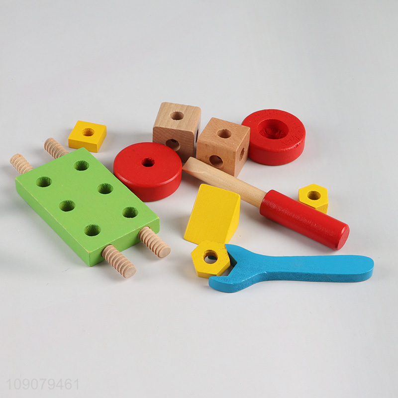 Wholesale 45 Pieces Wood Nuts and Bolts Toy Wooden Educational Toy for Kids