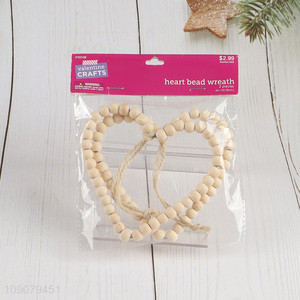 New Product Valentines Wooden Bead Heart Ornaments Valentine's Day Decor