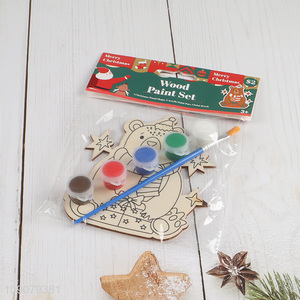 New Product Christmas DIY Coloring <em>Wooden</em> <em>Craft</em> Kit for Christmas Decor