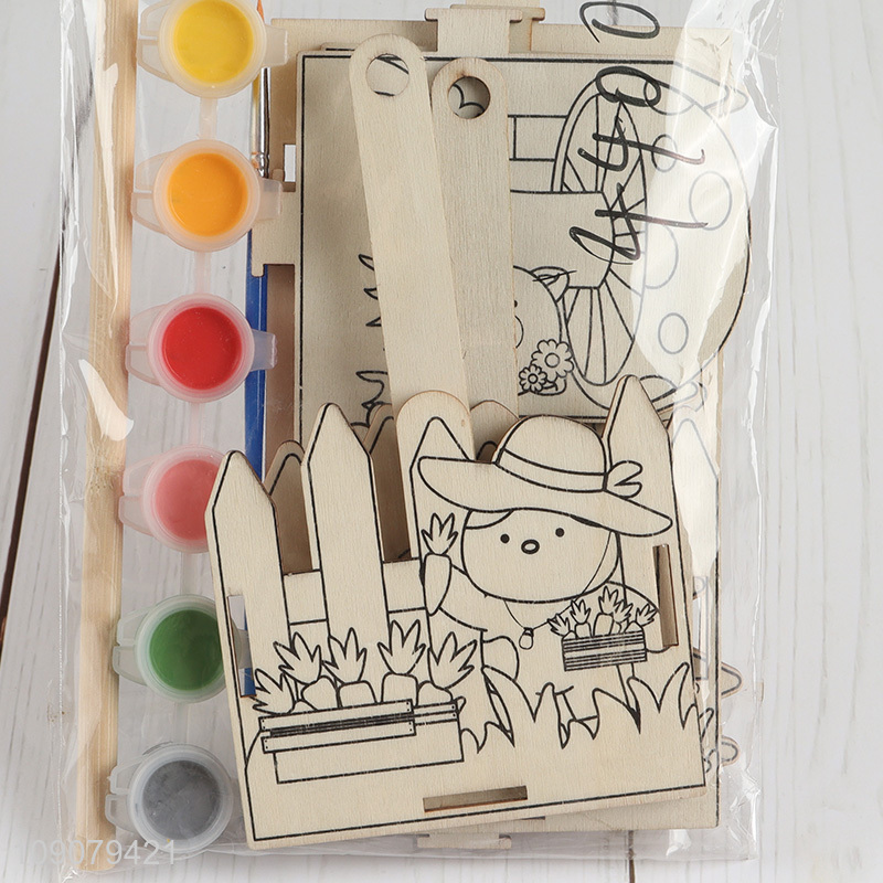 Factory Price Easter DIY Painting Wooden Crafts Kit Wooden Easter Coloring Kit