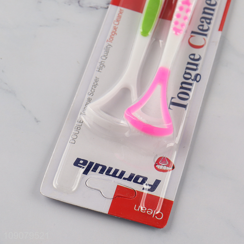 Hot selling 2pcs plastic oral care tongue cleaner set wholesale