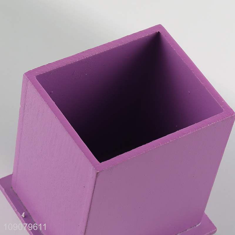 Online wholesale school office supplies wooden pen holder for desktop