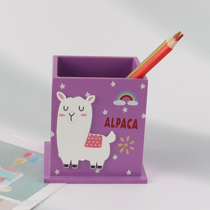 Online wholesale school office supplies wooden pen holder for desktop