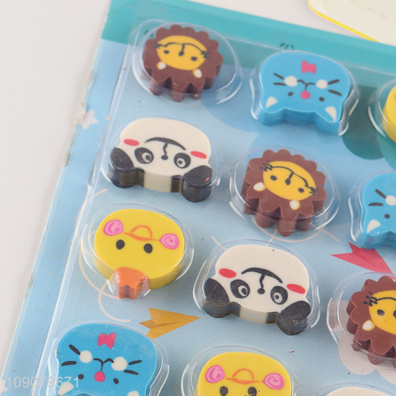 Factory wholesale cartoon animal series 9pcs eraser set for stationery