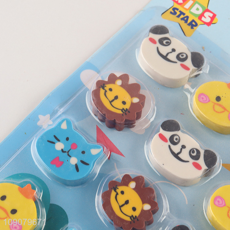 Factory wholesale cartoon animal series 9pcs eraser set for stationery