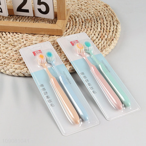 China Imports 2PCS Adults Toothbrush Manual Soft Bristles Toothbrush