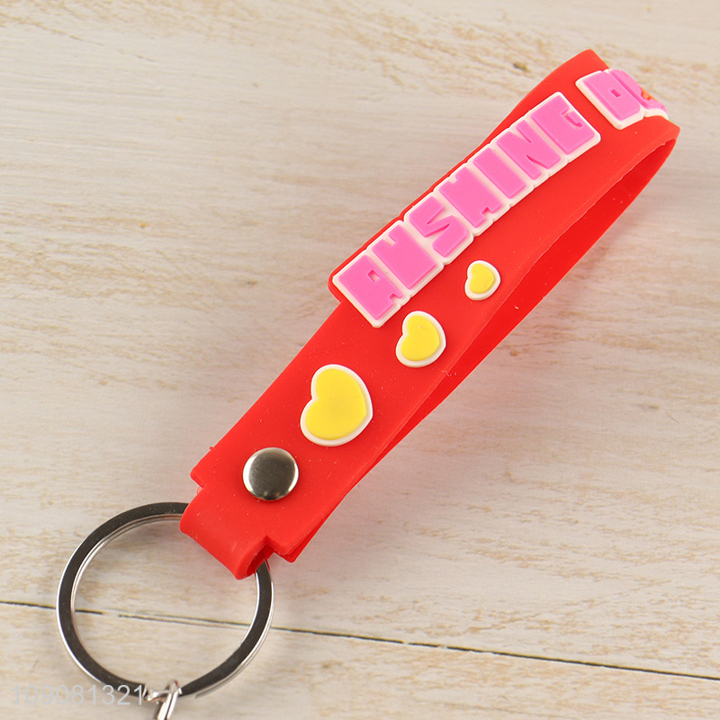Good selling hotdog shape pendant silicone keychain for gifts