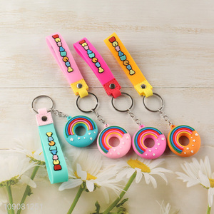 Top selling multicolor donut shape pendant silicone keychain wholesale