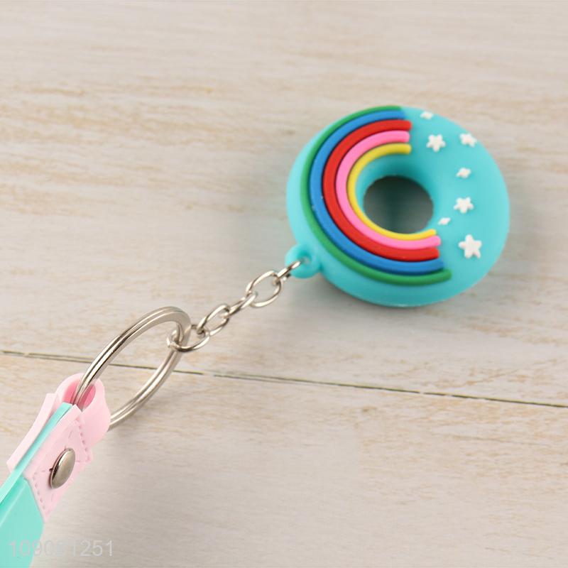 Top selling multicolor donut shape pendant silicone keychain wholesale