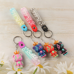 Top quality multicolor cartoon bear pendant silicone keychain for sale