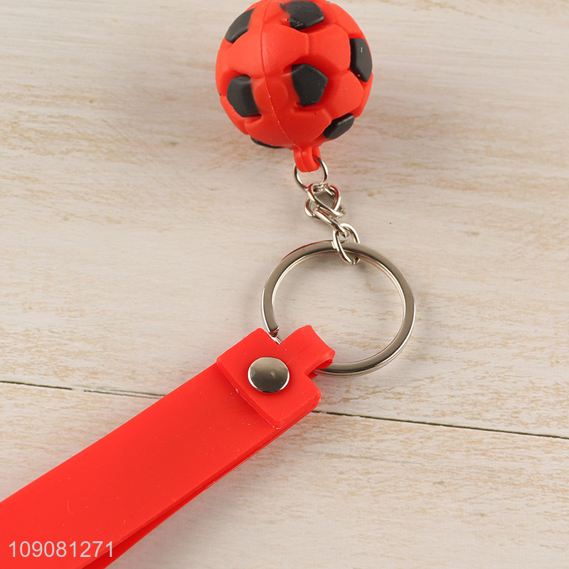China products multicolor football shape pendant silicone keychain for sale