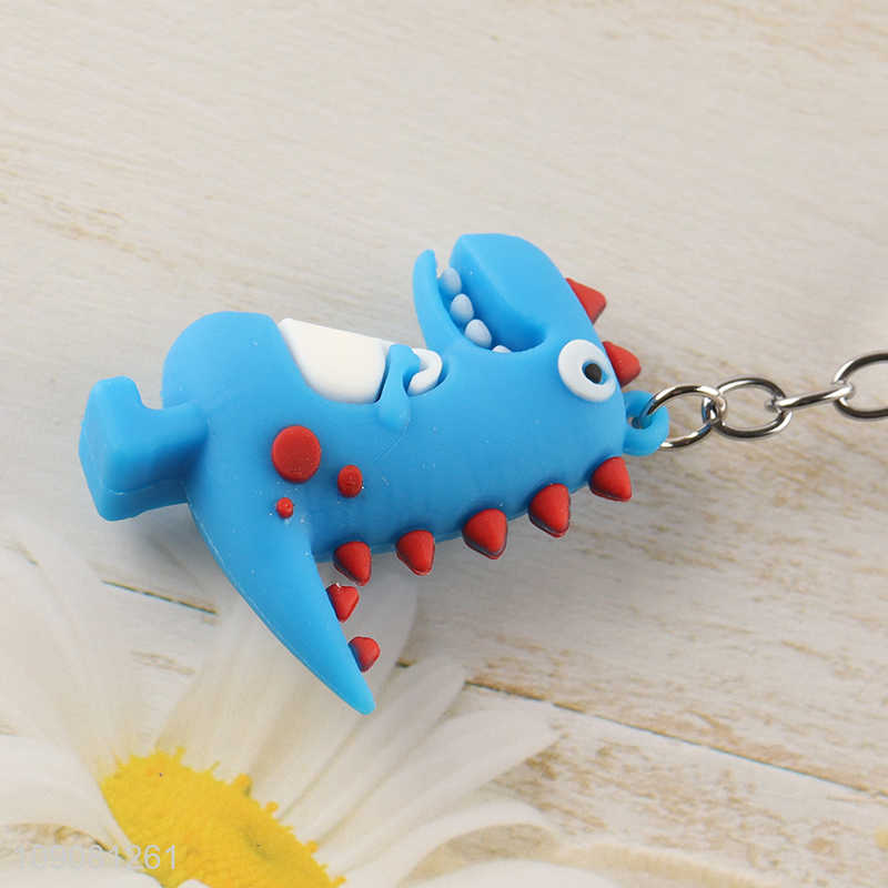 Good quality cartoon silicone dinosaur pendant keychain for gifts