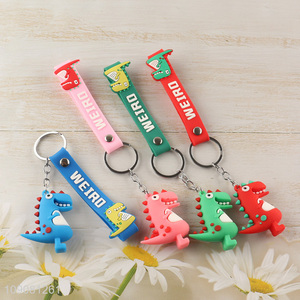 Good quality cartoon silicone dinosaur pendant keychain for gifts