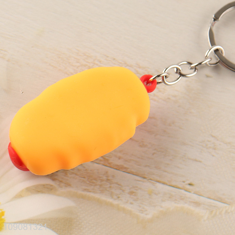 Good selling hotdog shape pendant silicone keychain for gifts