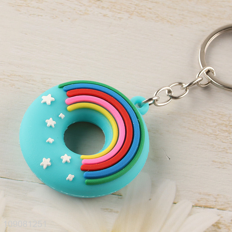 Top selling multicolor donut shape pendant silicone keychain wholesale