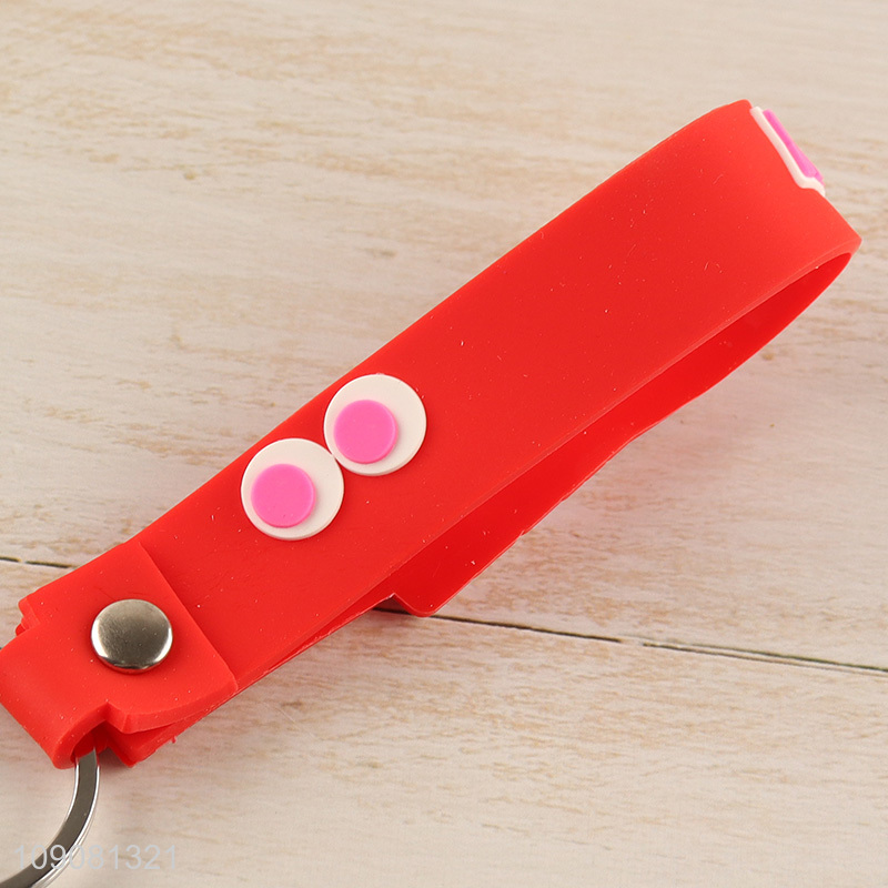 Good selling hotdog shape pendant silicone keychain for gifts