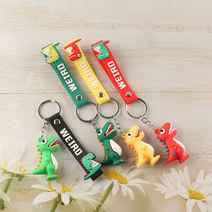 Factory supply multicolor silicone dinosaur pendant cartoon keychain