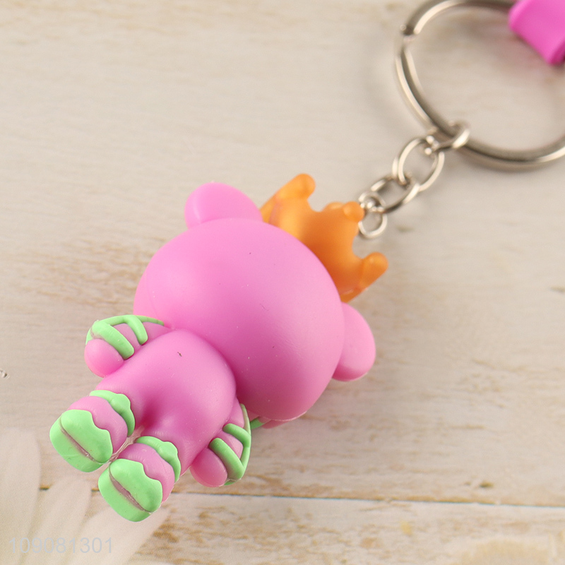 Top quality multicolor cartoon bear pendant silicone keychain for sale