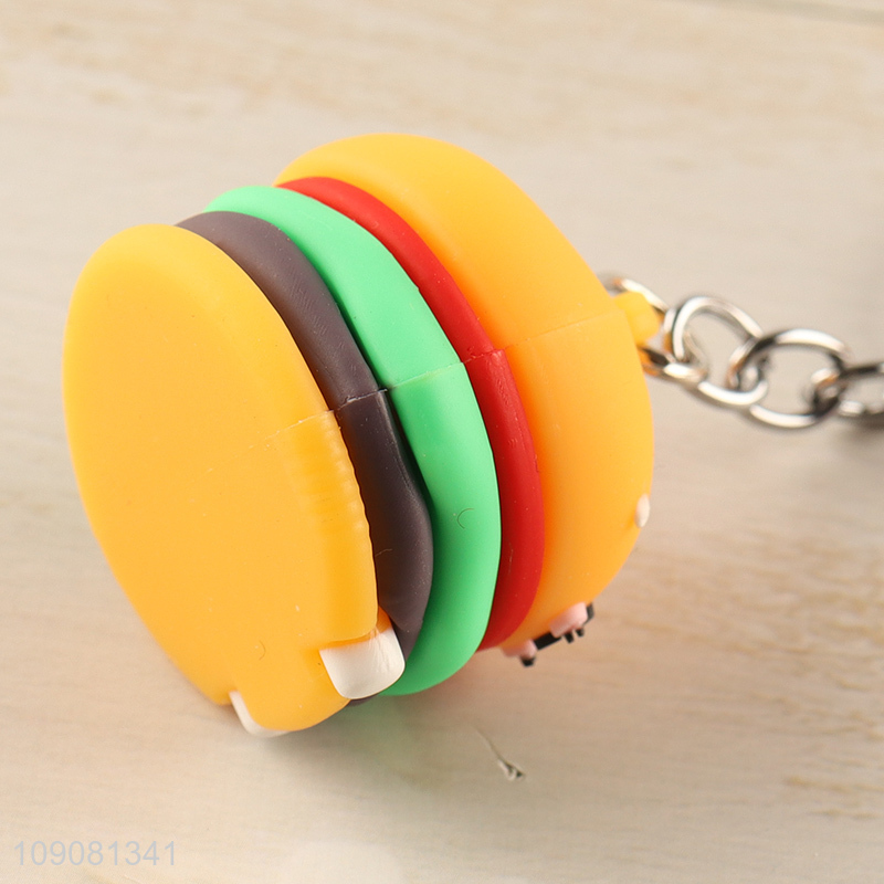 Factory wholesale cartoon hamburger shape pendant portable keychain