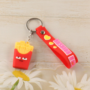 Best selling silicone french fries shape silicone pendant portable keychain wholesale