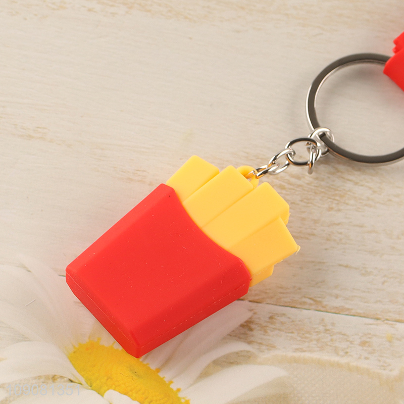 Best selling silicone french fries shape silicone pendant portable keychain wholesale