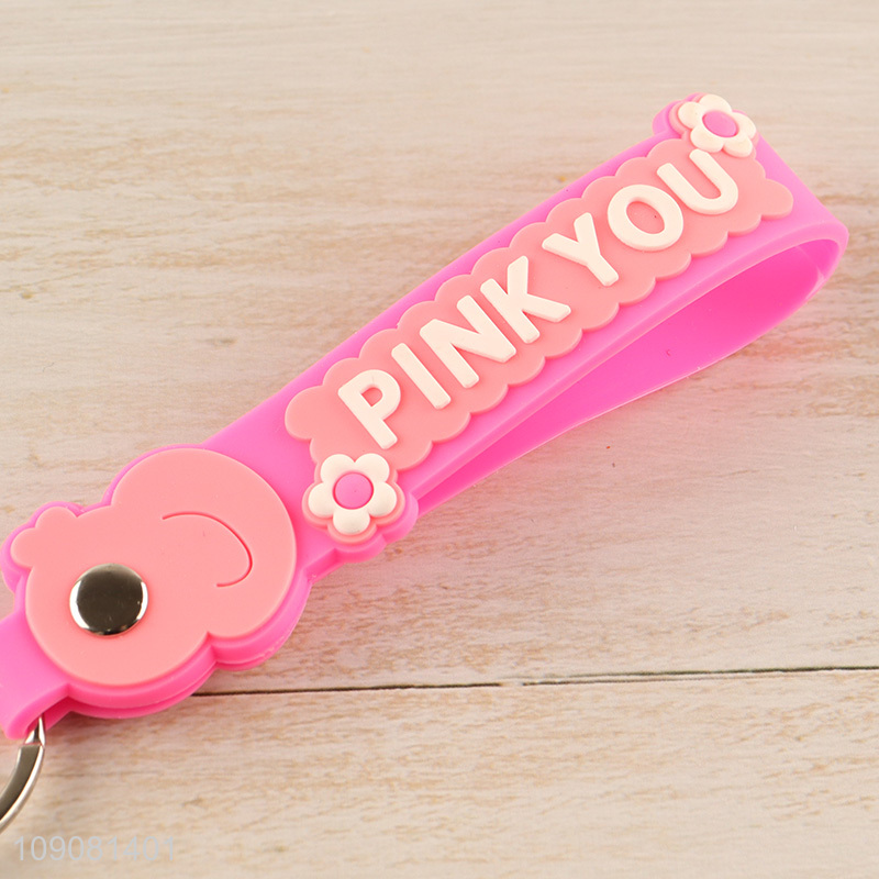 Yiwu market pink princess silicone pendant cartoon keychain for girls