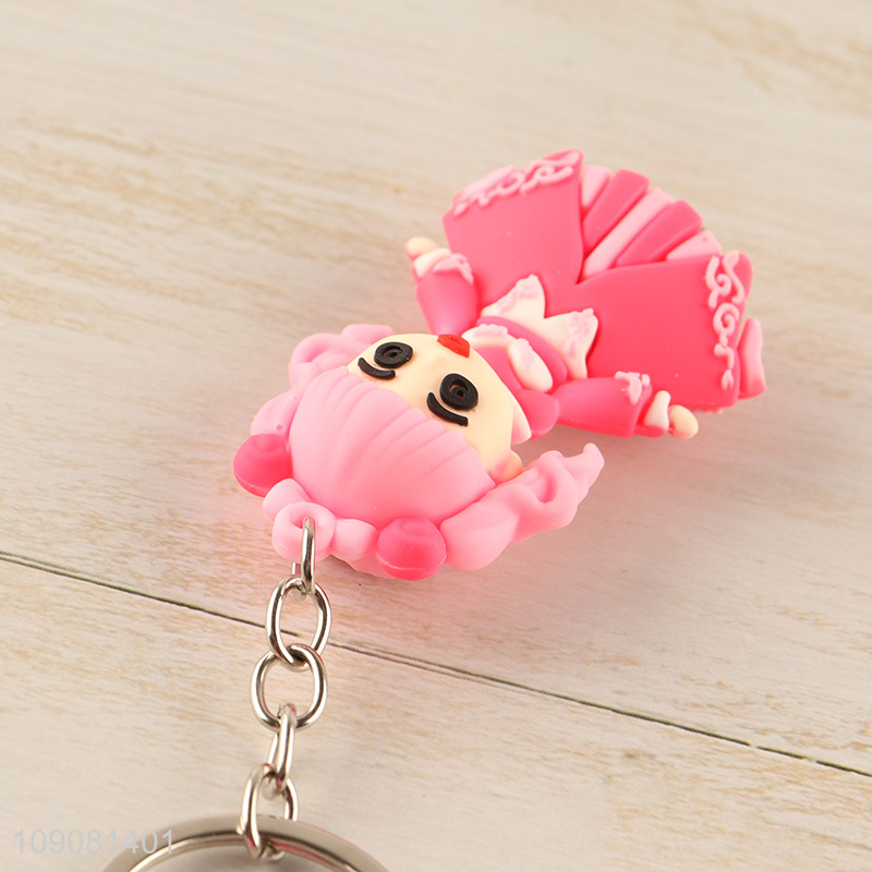 Yiwu market pink princess silicone pendant cartoon keychain for girls