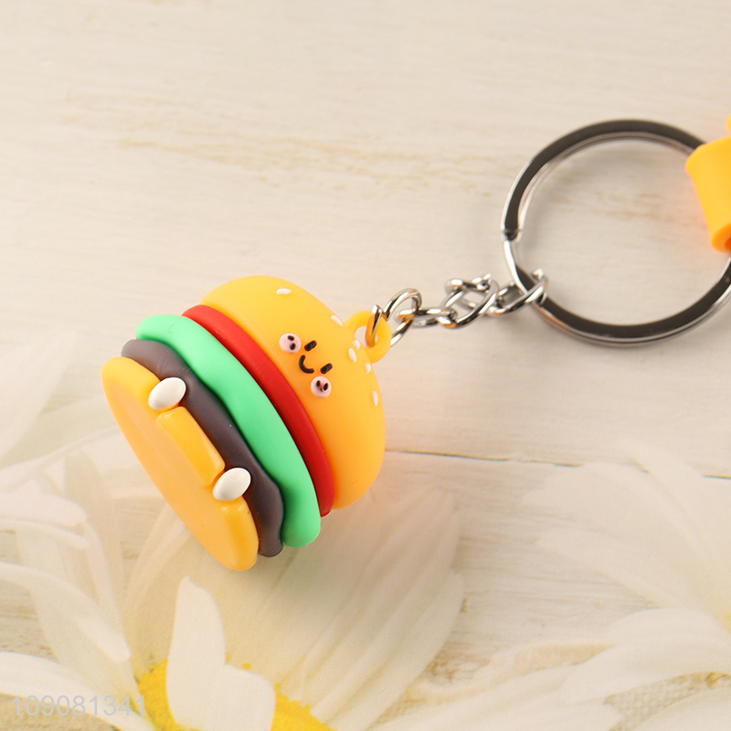 Factory wholesale cartoon hamburger shape pendant portable keychain