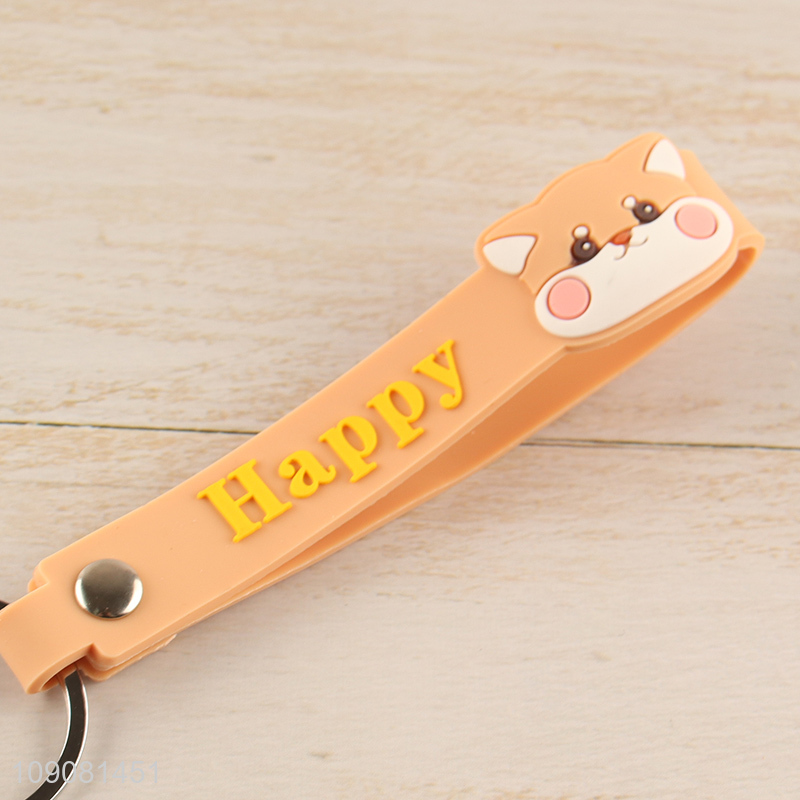 Hot products cartoon dog pendant silicone portable keychain for gifts