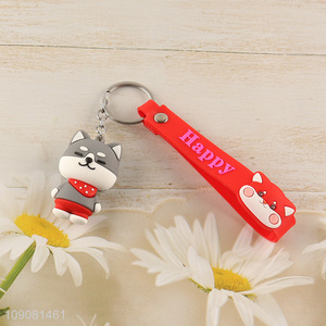 Factory direct sale carton silicone puppy pendant keychain wholesale