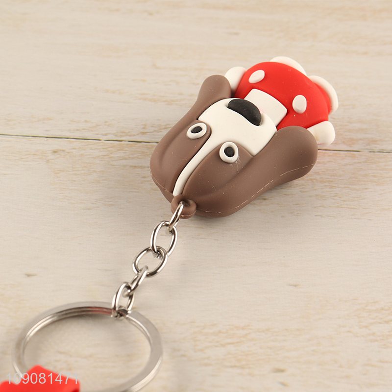 Best sale portable cartoon silicone puppy pendant keychain for gifts