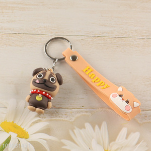 Hot products cartoon dog pendant silicone portable keychain for gifts