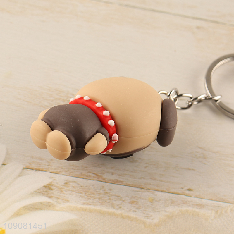 Hot products cartoon dog pendant silicone portable keychain for gifts
