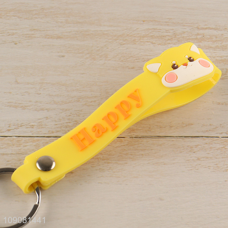 Top quality portable cartoon puppy pendant silicone keychain for sale
